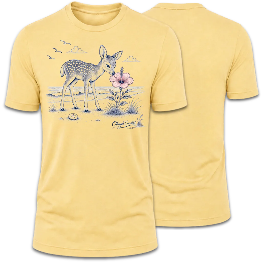 Baby Deer Smelling Flower T-Shirt