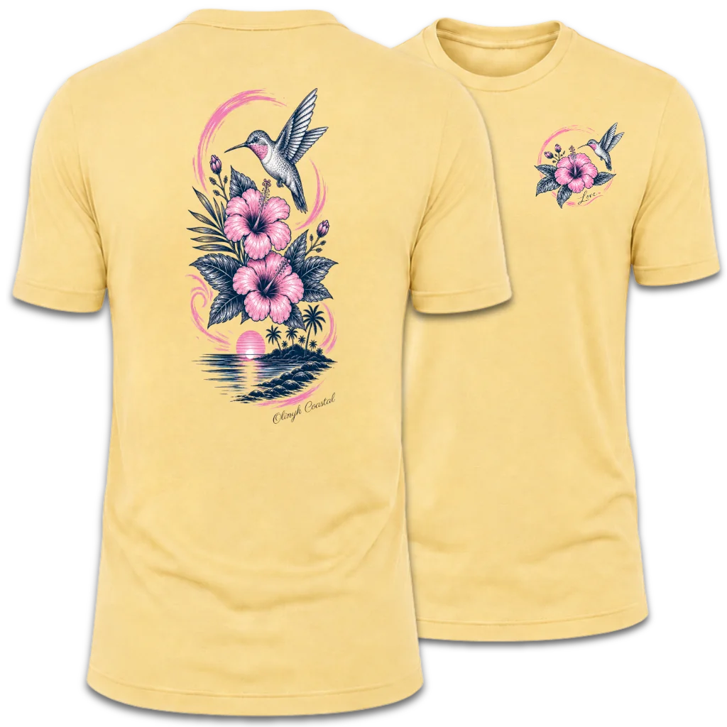 Hummingbird Love Hibiscus Coastal Tee
