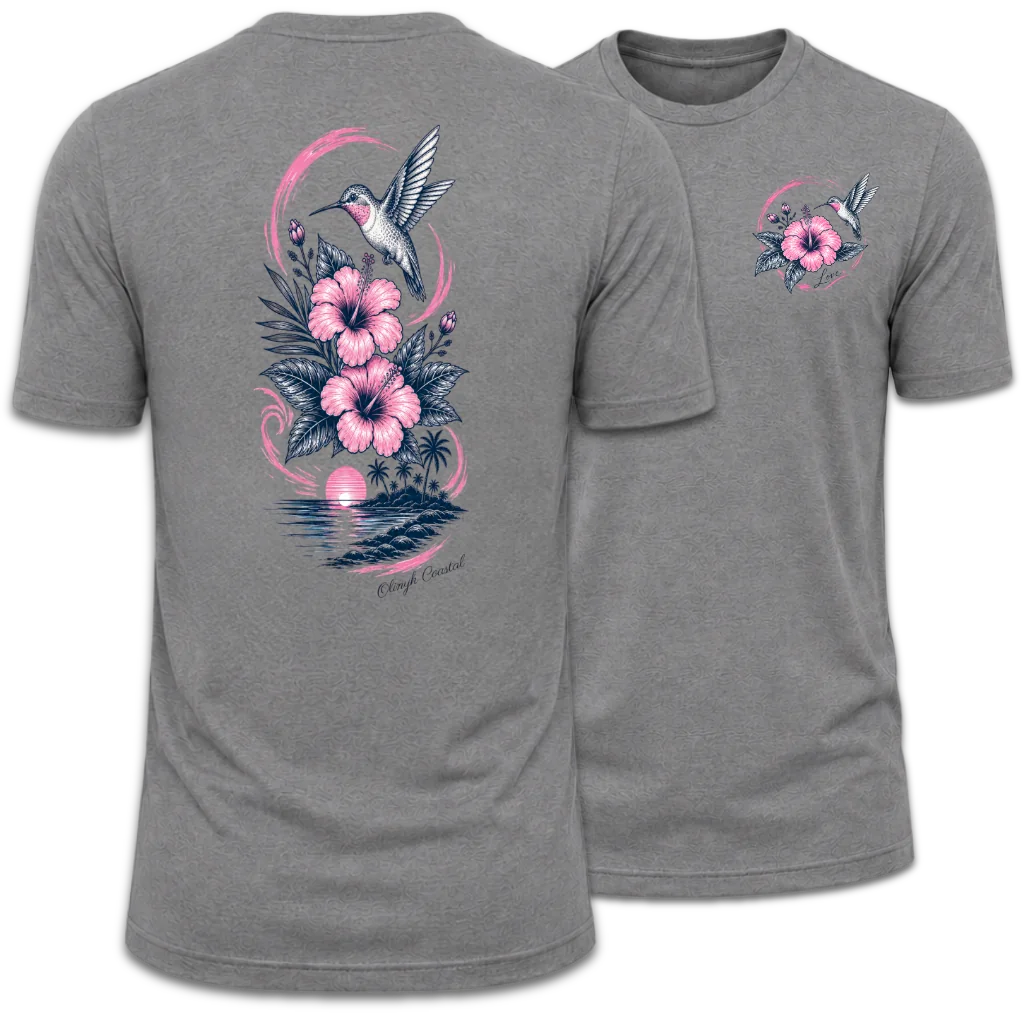 Hummingbird Love Hibiscus Coastal Tee