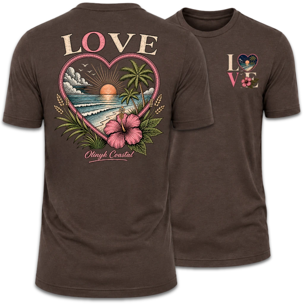 Love Beach & Tropical Heart Sunset T-Shirt
