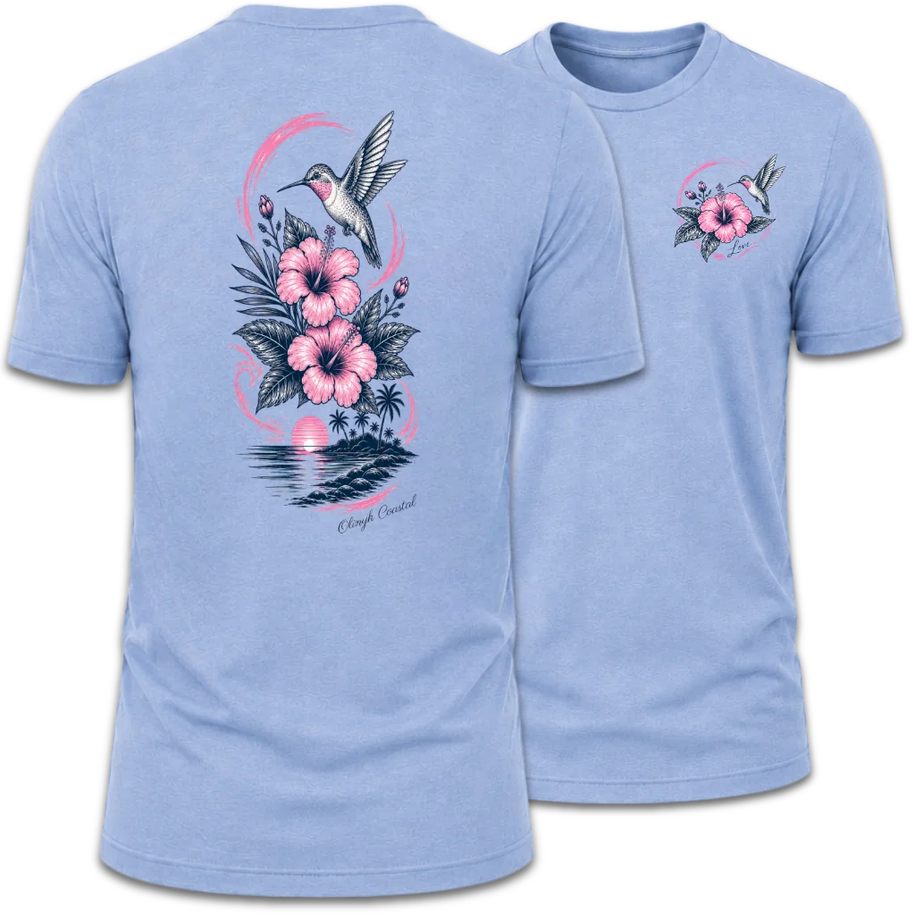 Hummingbird Love Hibiscus Coastal Tee
