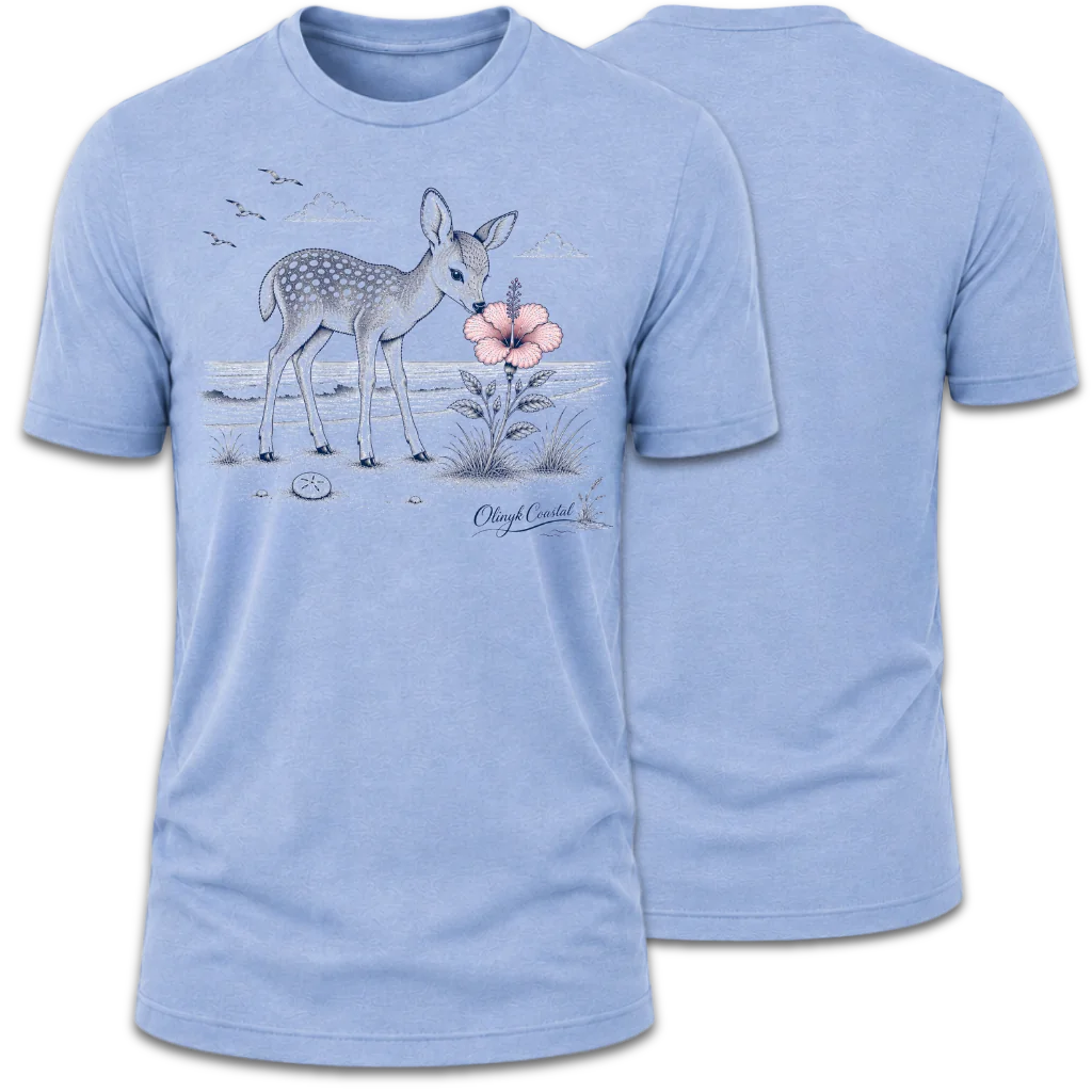 Baby Deer Smelling Flower T-Shirt