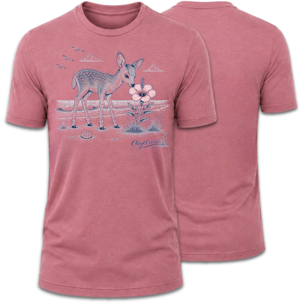 Baby Deer Smelling Flower T-Shirt