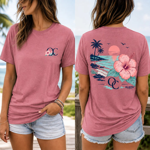 Floral "OC" Chest Logo T-Shirt