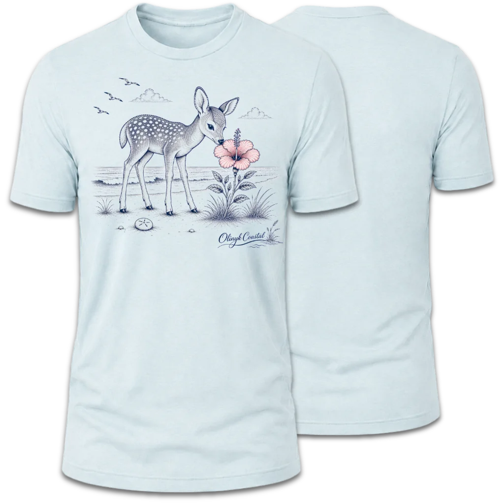Baby Deer Smelling Flower T-Shirt