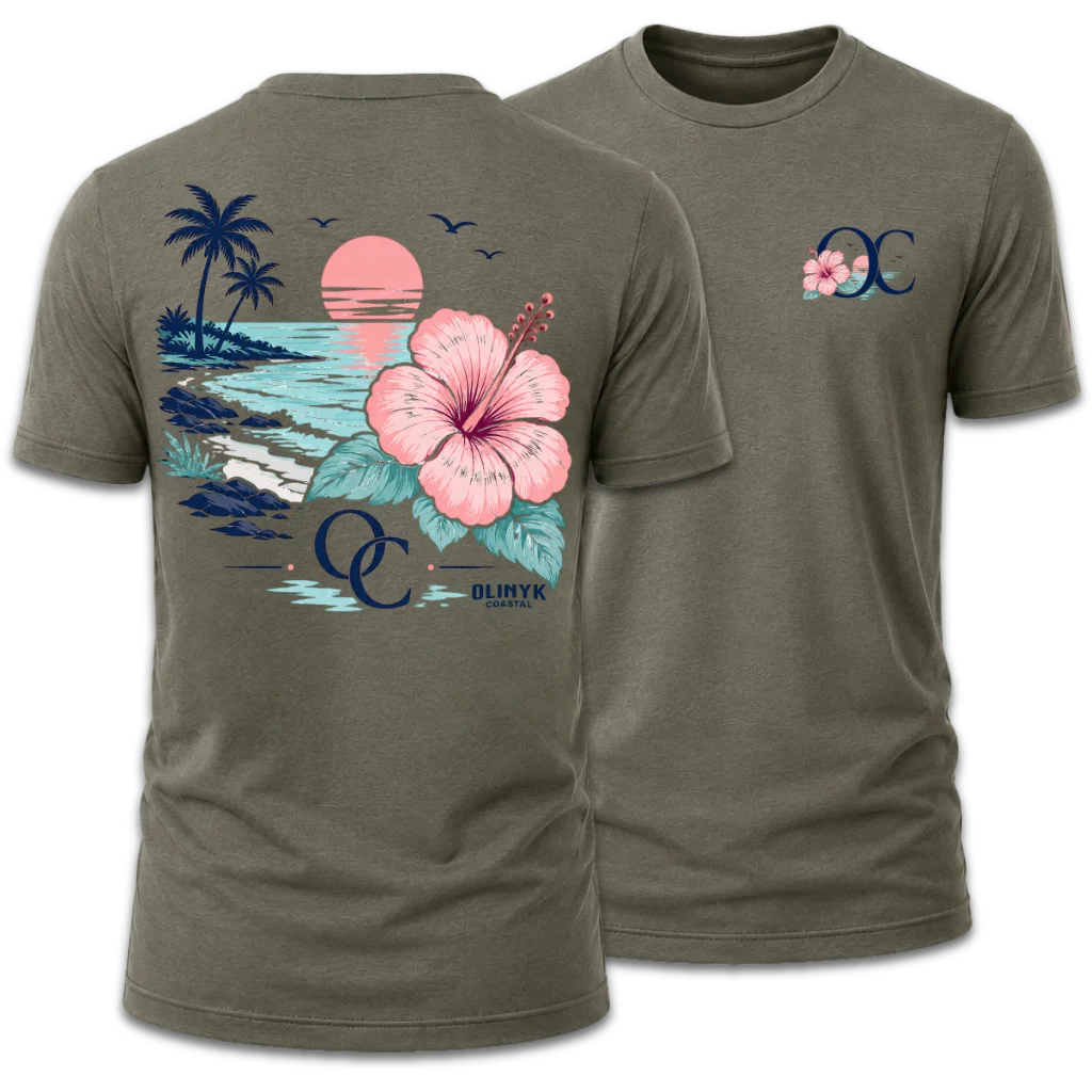 Floral "OC" Chest Logo T-Shirt
