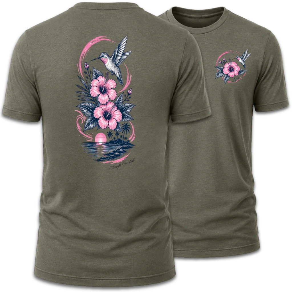 Hummingbird Love Hibiscus Coastal Tee