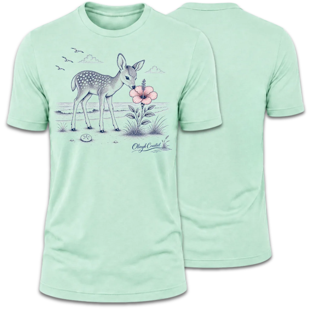 Baby Deer Smelling Flower T-Shirt
