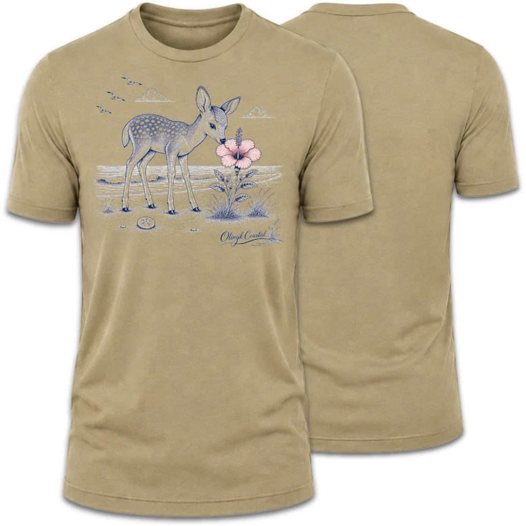 Baby Deer Smelling Flower T-Shirt
