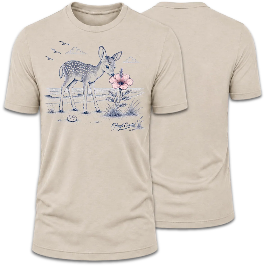 Baby Deer Smelling Flower T-Shirt