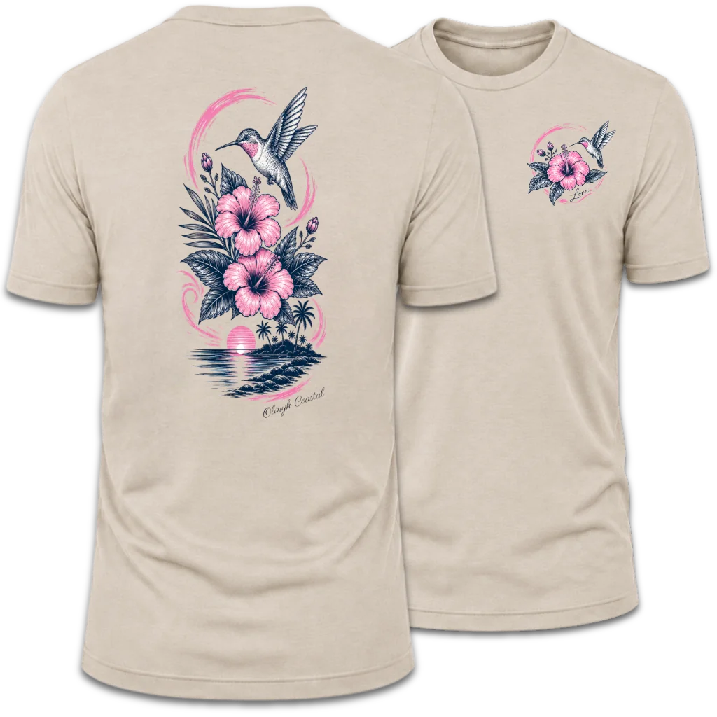 Hummingbird Love Hibiscus Coastal Tee