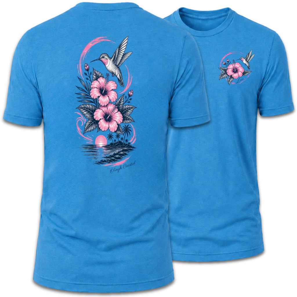 Hummingbird Love Hibiscus Coastal Tee