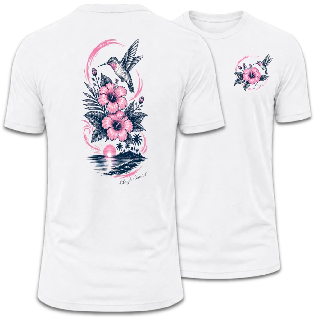 Hummingbird Love Hibiscus Coastal Tee