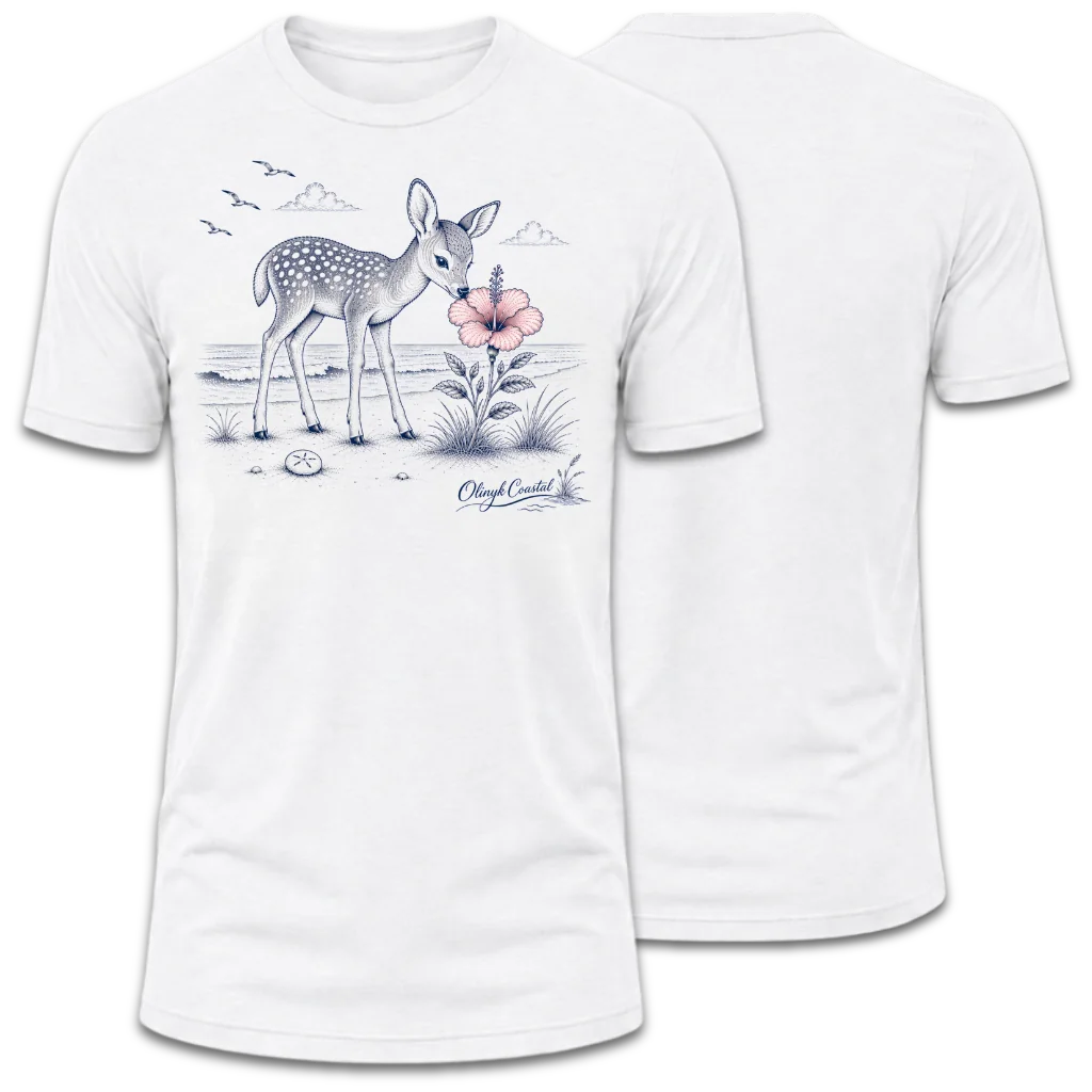 Baby Deer Smelling Flower T-Shirt
