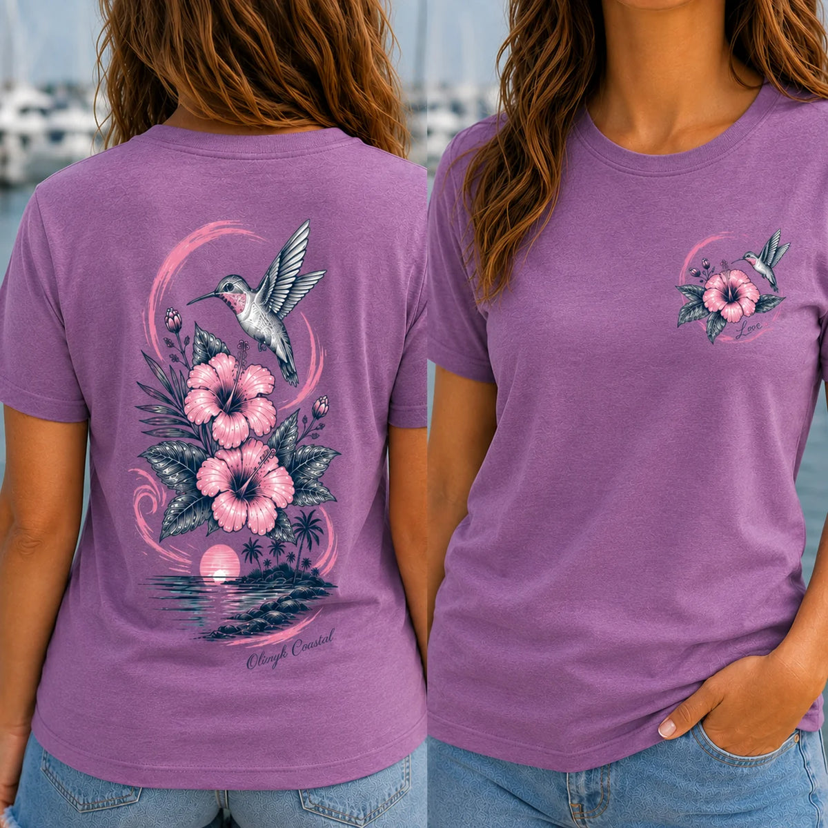 Hummingbird Love Hibiscus Coastal Tee