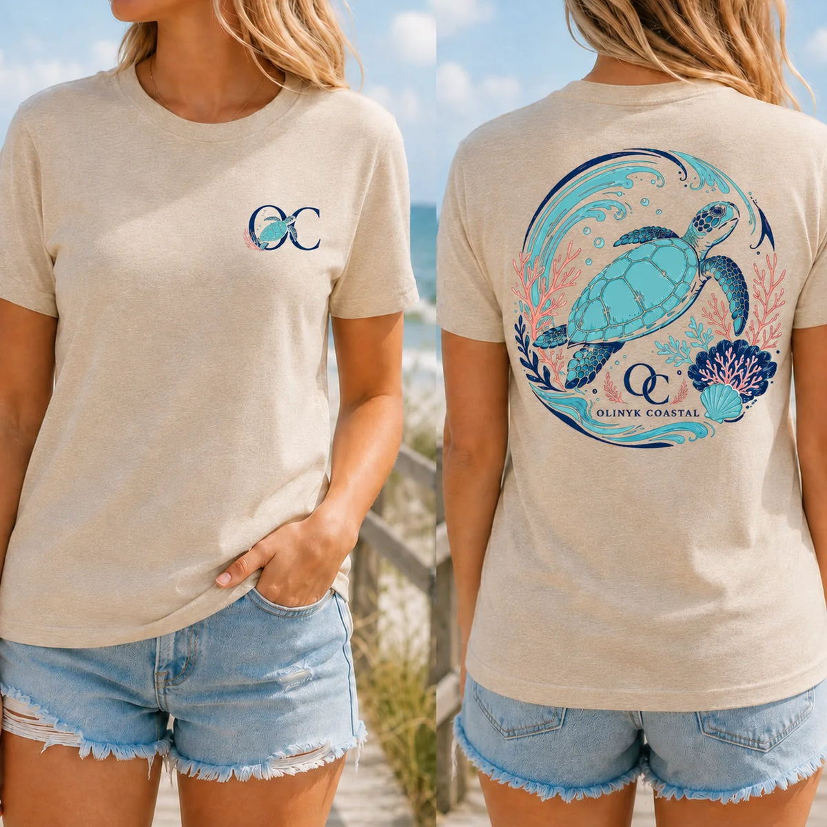 Sea Turtle Coastal Graphic T-Shirt